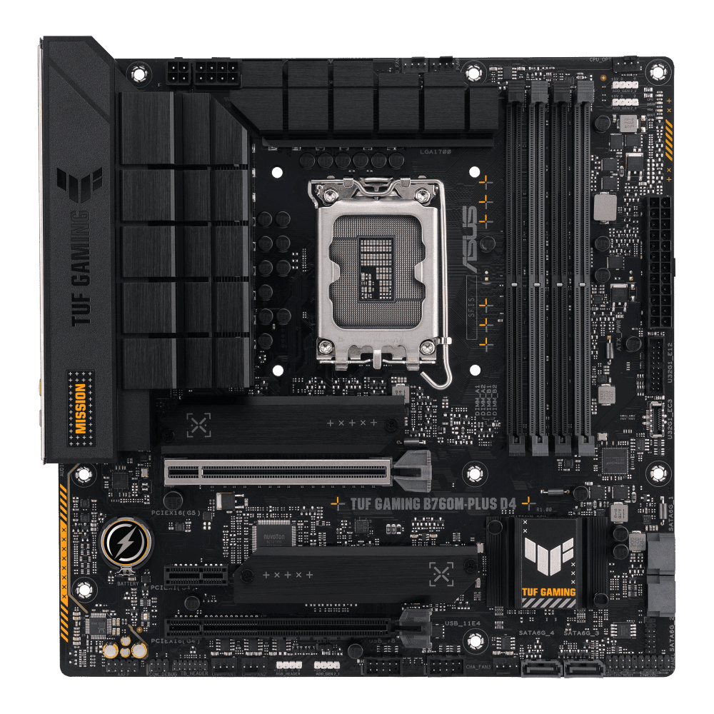 لوحة أم ASUS TUF Gaming B760M Plus D4 بمقاس مايكرو من الأعلى